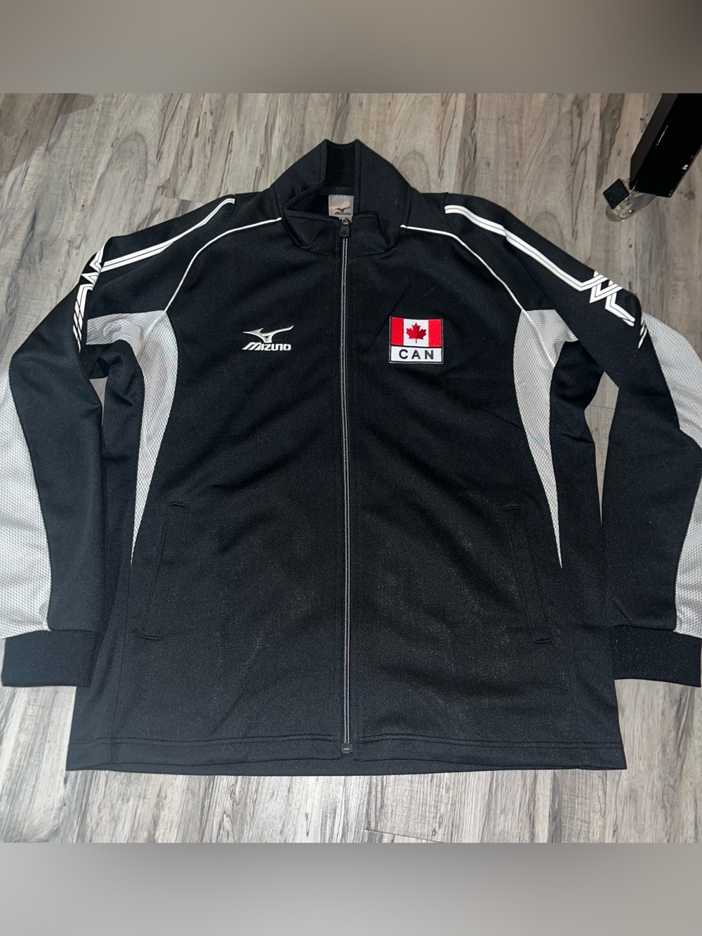 Mizuno Black and White CAN Team Performance Jacket